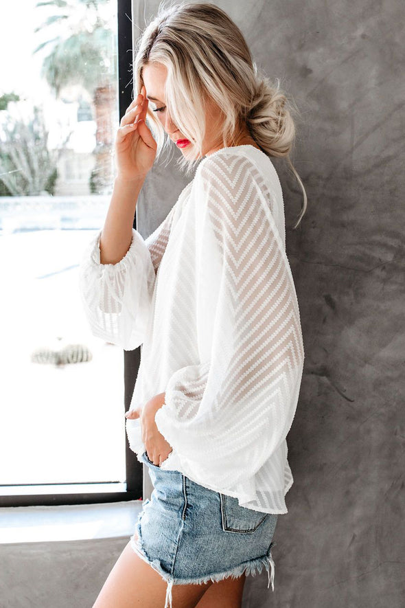 Balloon Sleeve Textured Blouse