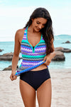 Wave Stripe Racerback Tankini Swimsuit