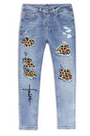 Men's Skull Print Patchwork Distressed Skinny High Waist Jeans