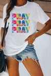 Letter Heart-shaped Rugby Graphic Print Short Sleeve T-shirt