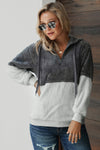 White Colorblock Furry Hoodie
