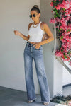 Raw Hem Straight Leg Jeans