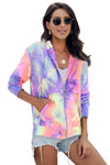 Multicolor Tie-dye Pocket Zip Up Hoodie