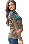 Aztec Print Atop Black Pullover Sweatshirt