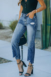 Medium Wash High Rise Straight Leg Jeans
