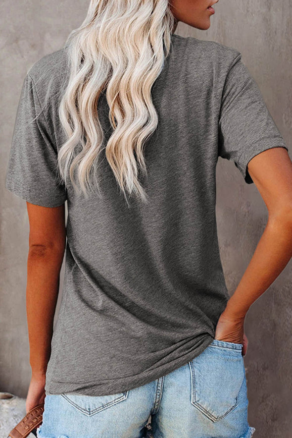 Letter Heart-shaped Rugby Graphic Print Short Sleeve T-shirt