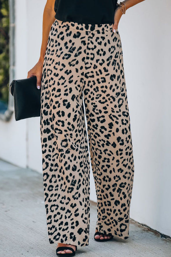 Print High Rise Wide Leg Pants