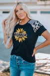 Letter Heart Print Leopard Striped Color Block Short Sleeve T-shirt