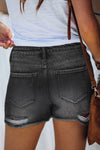High Waist Frayed Denim Shorts
